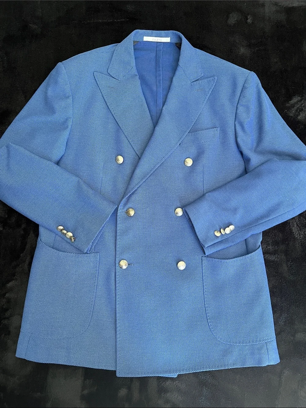 Italian Fugato, Giovanni Marques Men's Double-Breasted Blue Sport Blazer